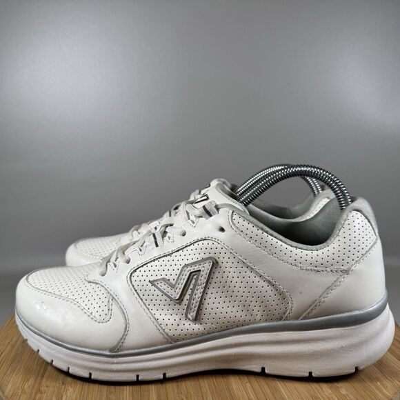 S Vionic Sneakers Mens 8.5 White Revive Leather Trainers Walking Gym Workout - Picture 3 of 8